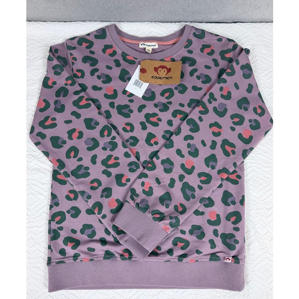 Appaman Girls Size 14 Leopard Print Sweatshirt Pullover Purple Green Coral NWT - Picture 5 of 9